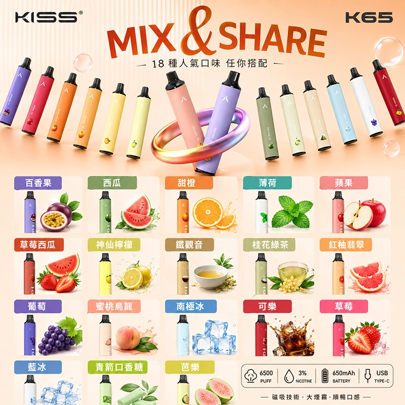 KIS5 6500 Puffs｜3%濃度｜18款口味